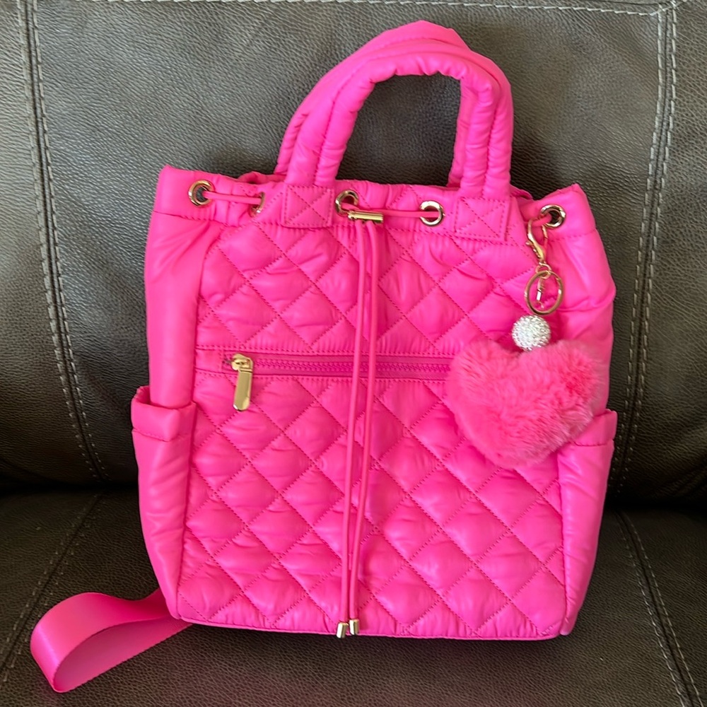 Limited run hot pink Jill & Ally quilted backpack